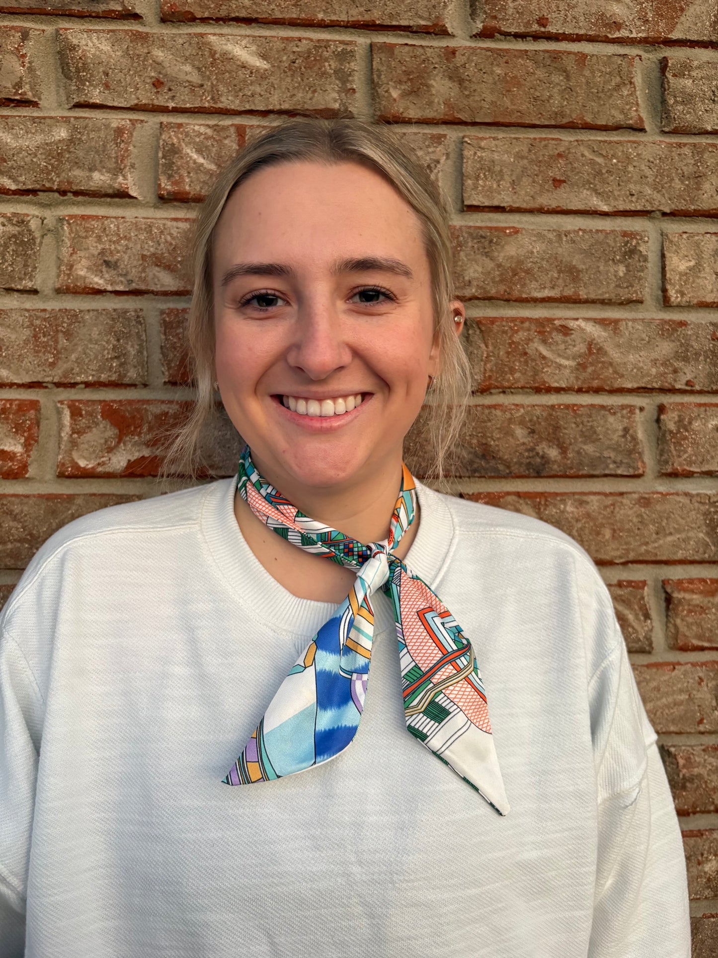 Multi-Color Geometric Twilly Scarf
