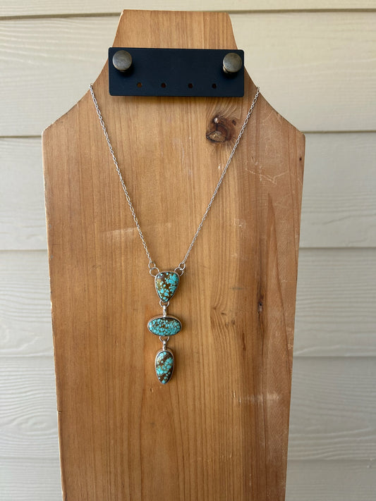 Number 8 Turquoise 3-Stone Lariat Necklace