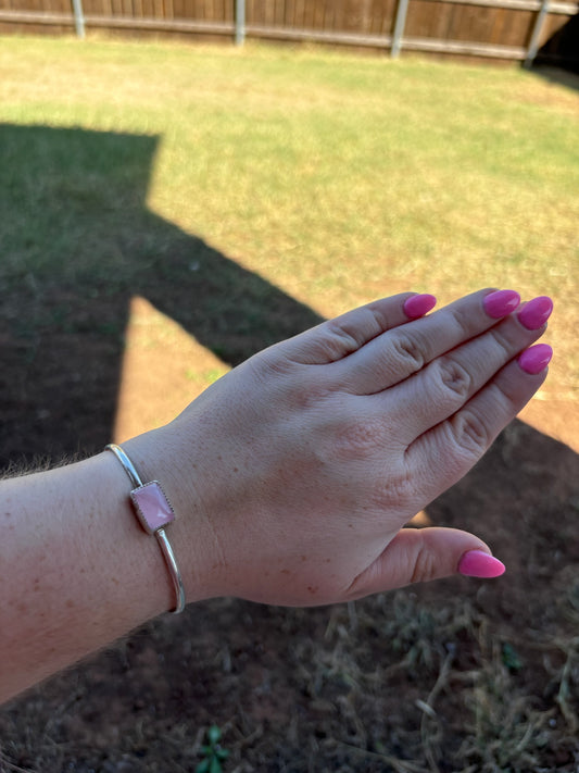 Rose Quartz Dainty Rectangle Cuff
