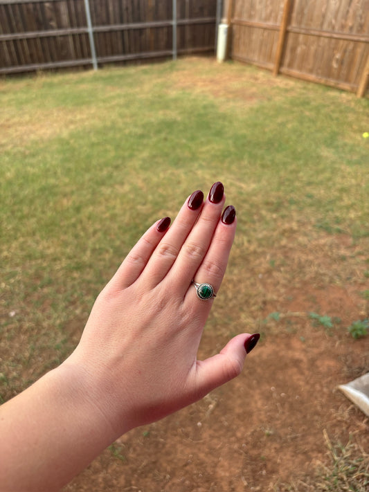 Green Malachite Circle with Rope Stacker Ring - MULTIPLE SIZES