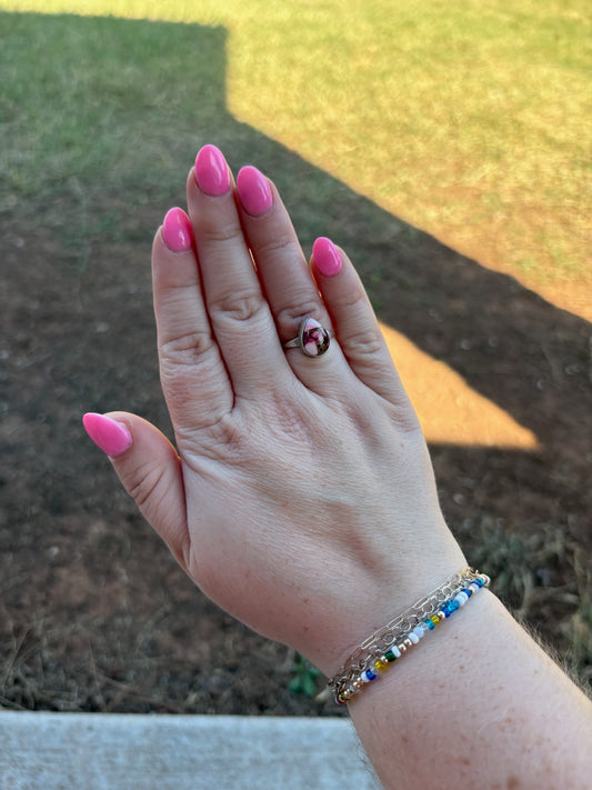 Rose Dahlia Teardrop Ring - MULTIPLE SIZES