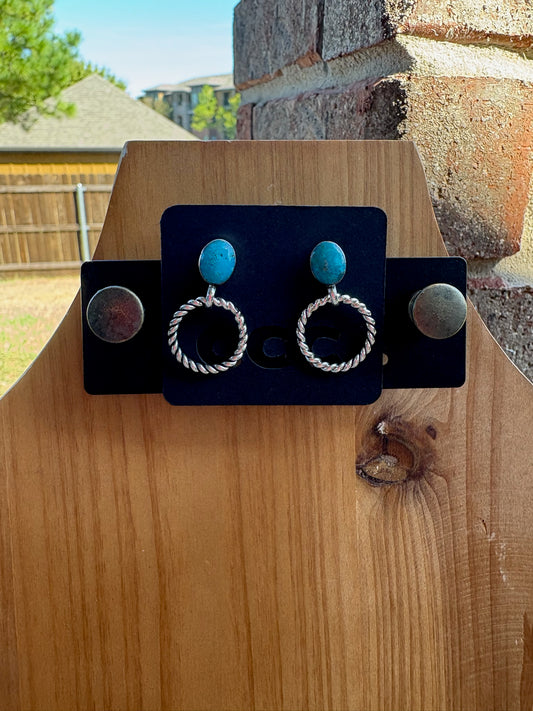 Turquoise Mini Post Hoop Earrings