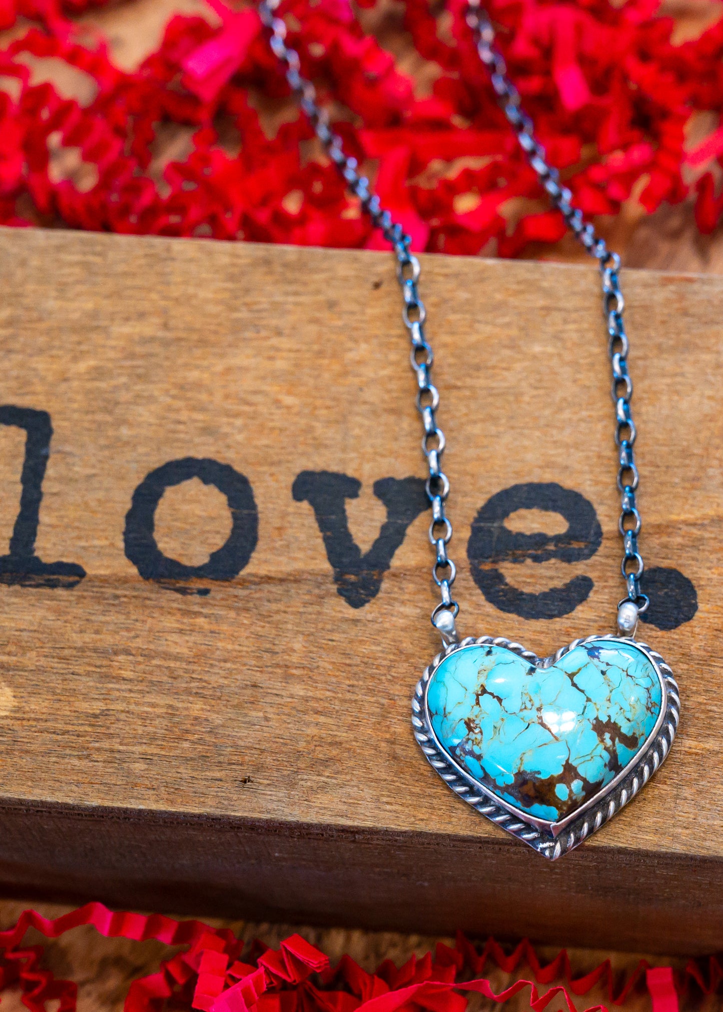 Turquoise Heart Necklace - 16"
