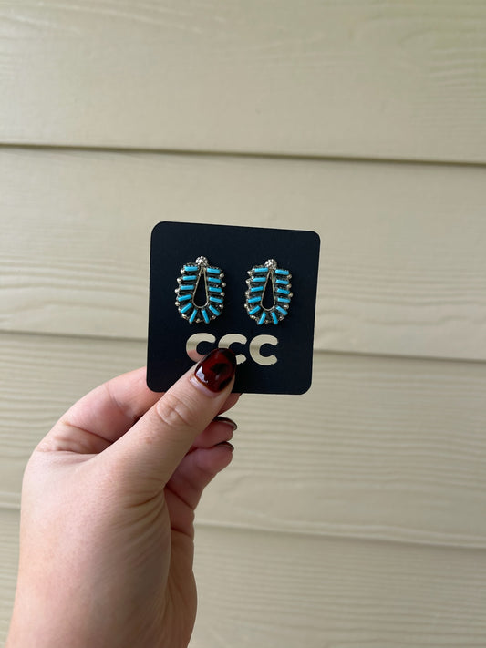 Turquoise Horseshoe Cluster Earrings