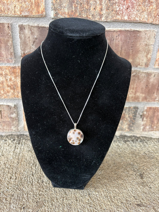 Cowrie Shell Circle Pendant on Chain - 16”