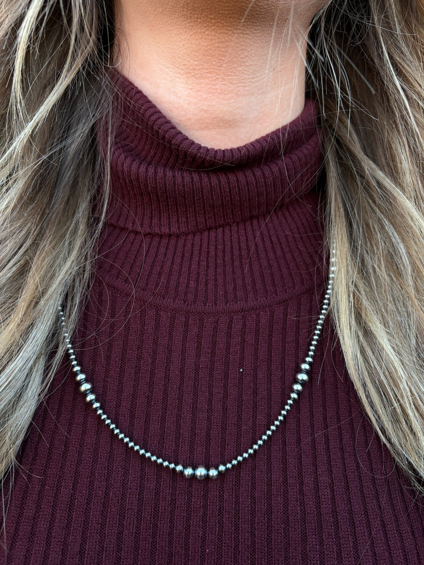 20" 3-6mm Variated Sterling Silver Pearl Necklace
