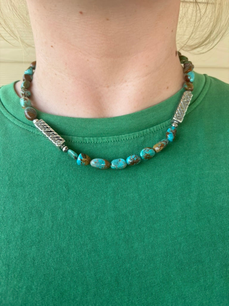 Turquoise Double Barrel Necklace