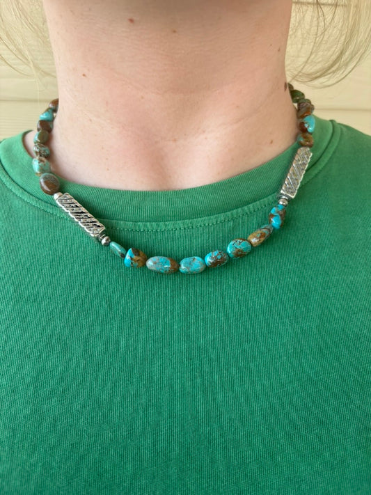 Turquoise Double Barrel Necklace
