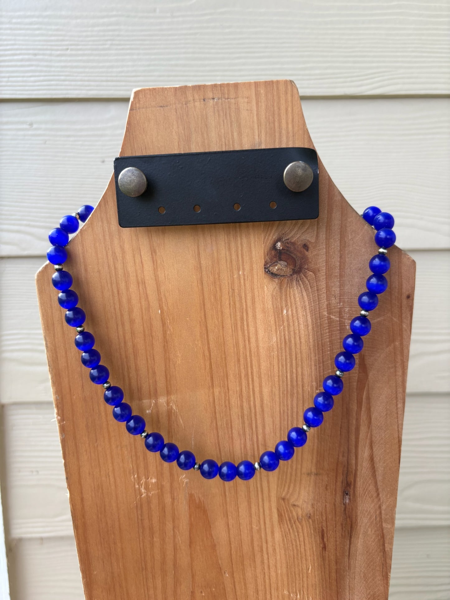 The Cobalt with 4mm Sterling Pearls Necklace - 18"