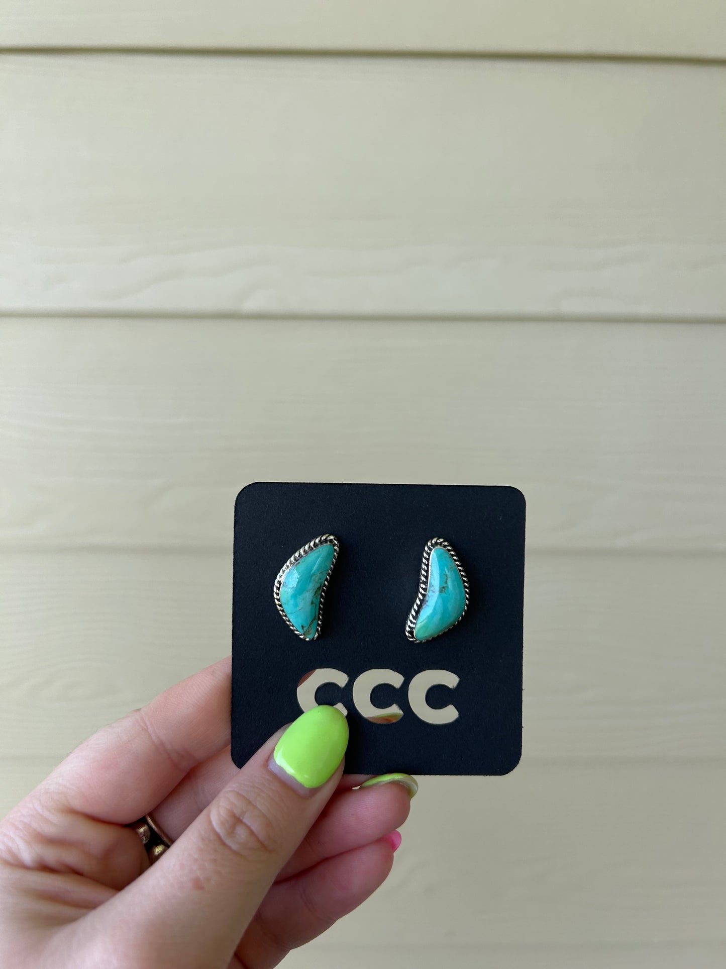 Turquoise Medium Crescent Studs