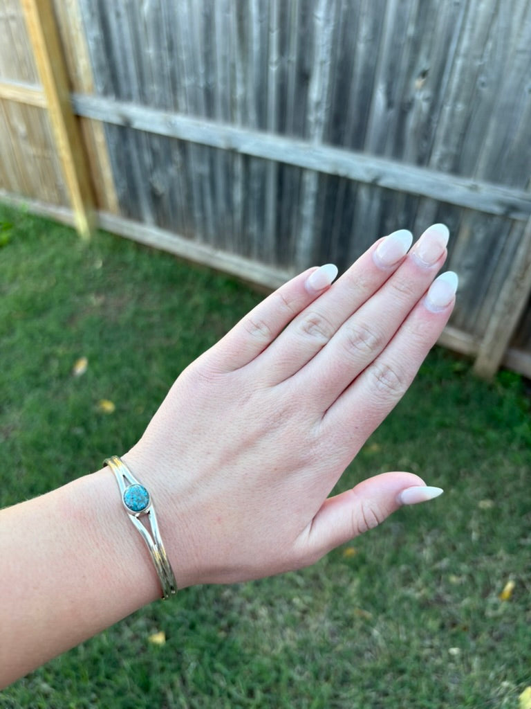 Kingman Turquoise Circle Partial Split Band Cuff