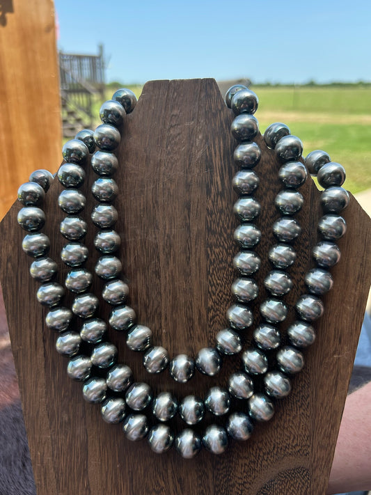 20" 14mm Sterling Silver Pearl Necklace