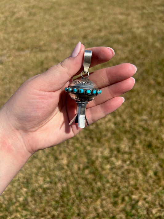Turquoise Large Sterling Blossom Pendant