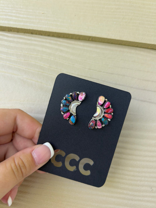 Dahlia 1/2 Cluster Earrings