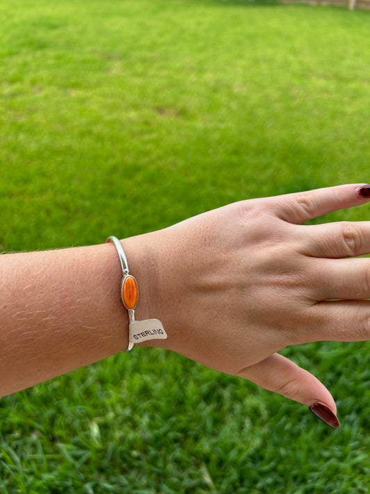 Orange Spiny Skinny Oval Stone Cuff - MULTIPLE OPTIONS