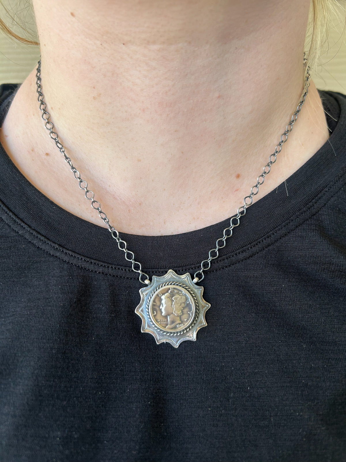 Sterling Silver Mercury Dime Necklace - 18"