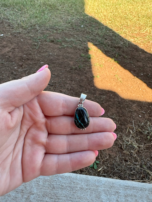 Blackjack Turquoise Mini Oval Pendant