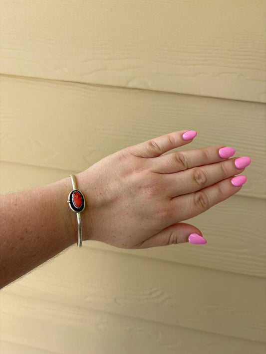 Natural Spiny Oval Cuff with Raised Edge Border