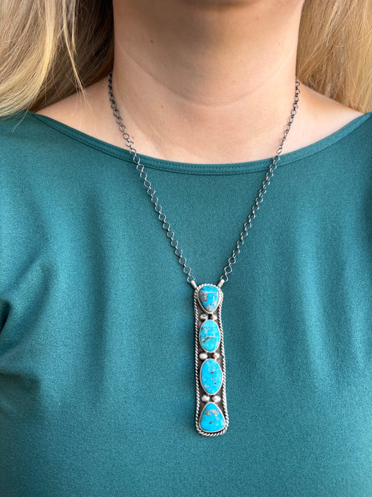 Turquoise 4-Stone Lariat Necklace - 18"
