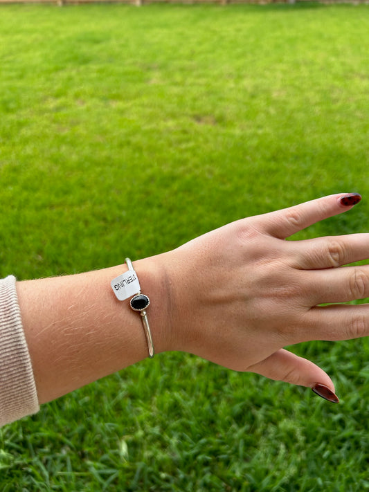 Black Onyx Oval Single Stone Cuff
