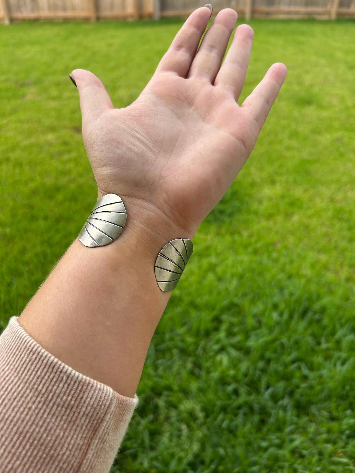Sterling Scallop Wide Stamped Cuff