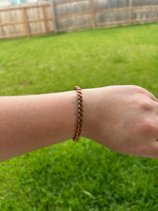 Copper Flat Twisted Cuff - Skinny