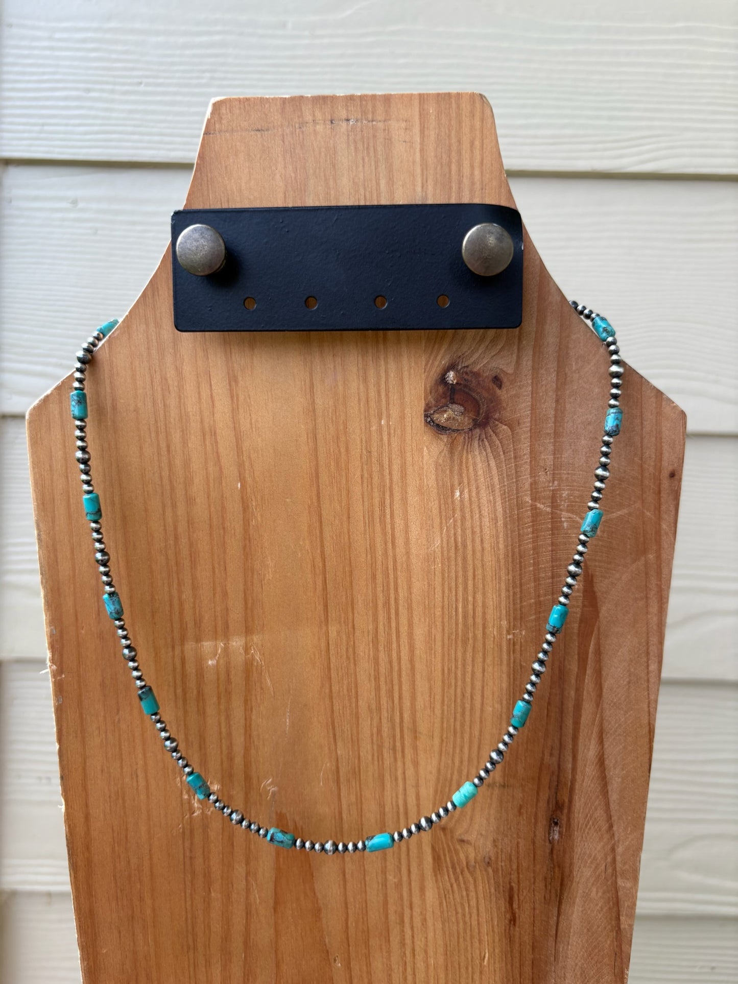 The Dainty Turquoise with Variated Sterling Pearls Necklace - 20"