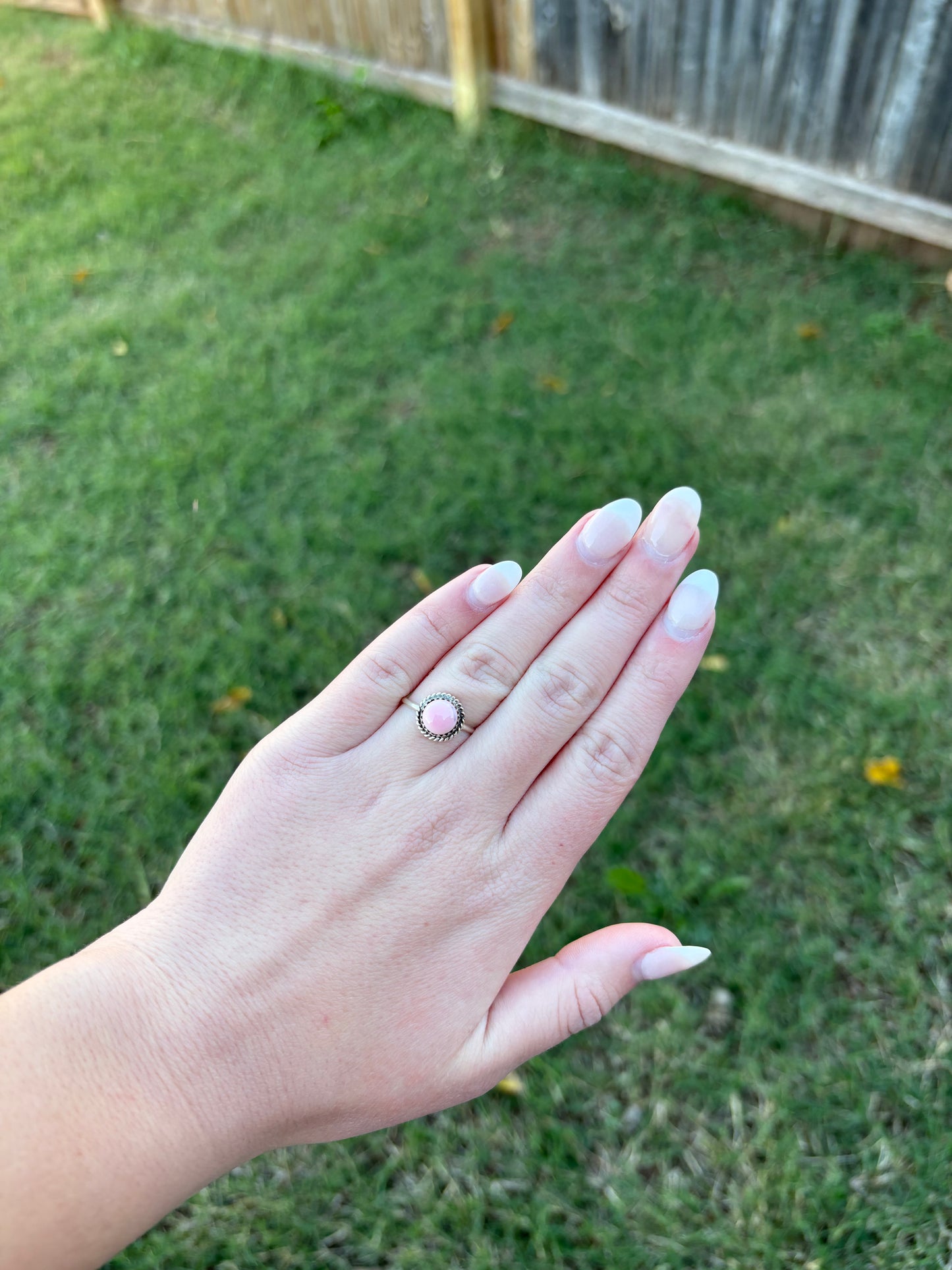 Pink Conch Circle with Rope Border Ring - MULTIPLE SIZES