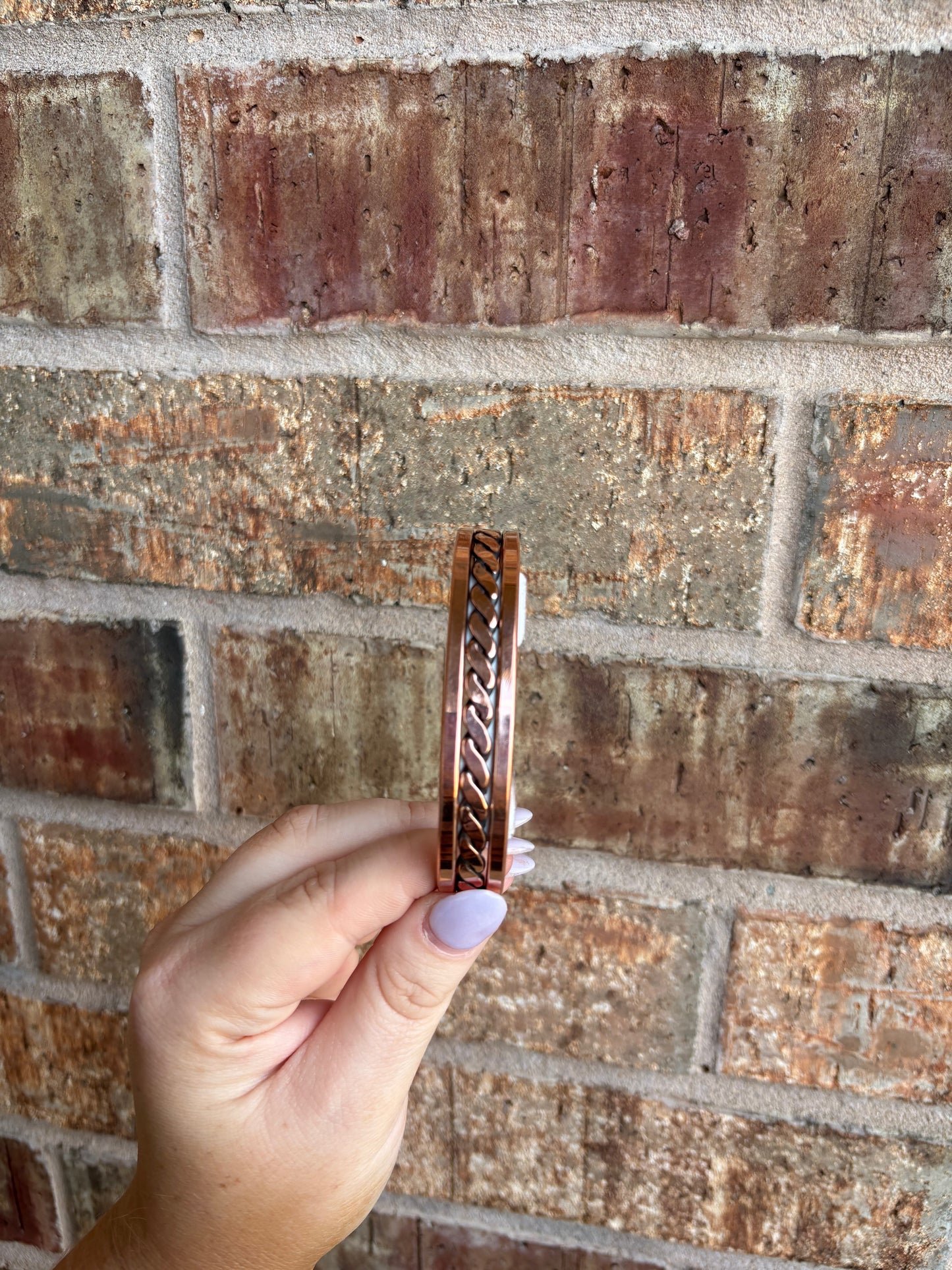 Copper Flat Twisted Wide Men's Cuff - Large