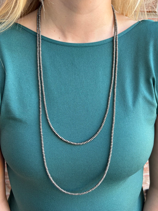 60" 4mm Saucer Sterling Pearl Necklace
