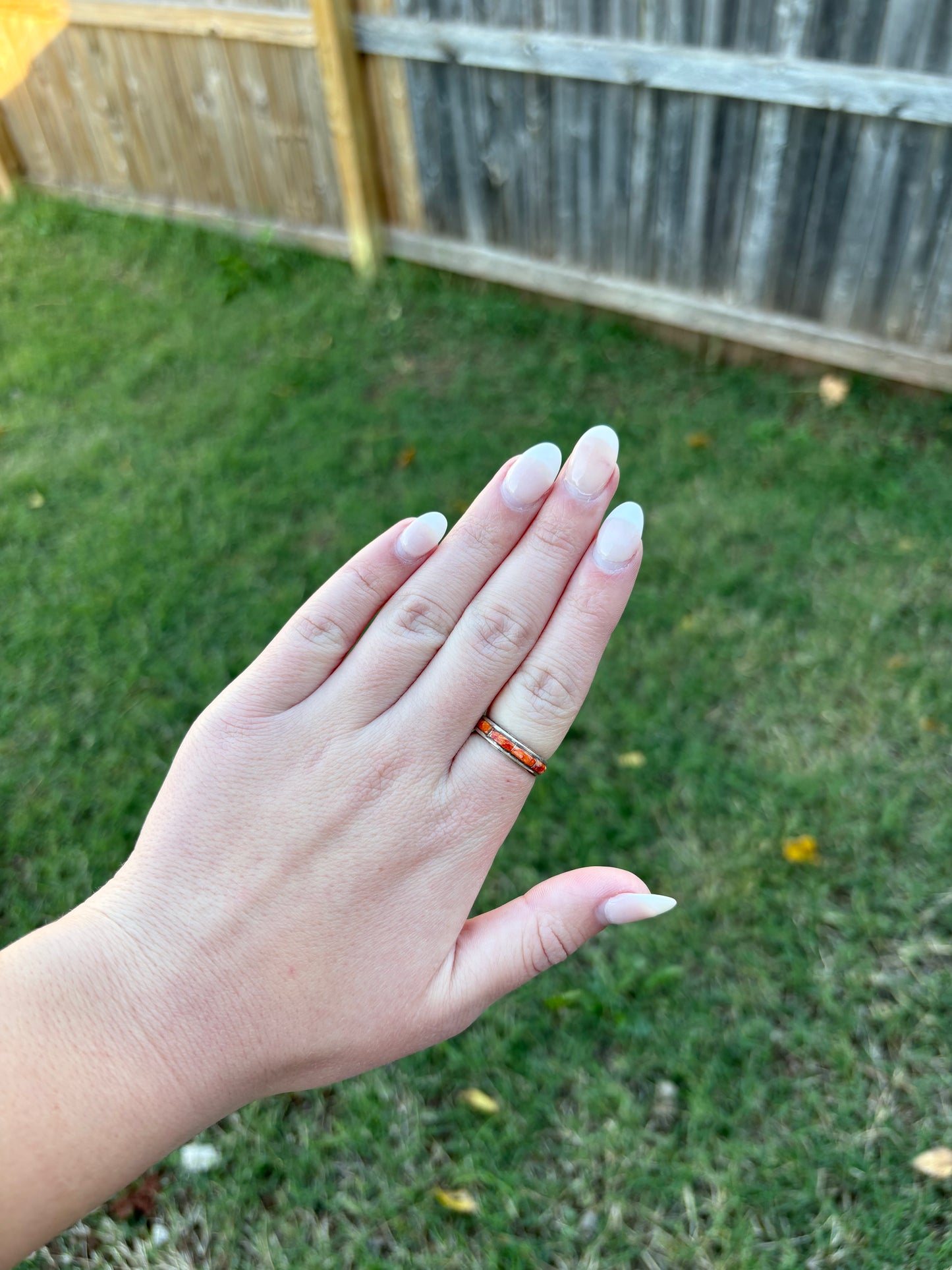 Orange Spiny Inlayed Stacker Ring - MULTIPLE SIZES