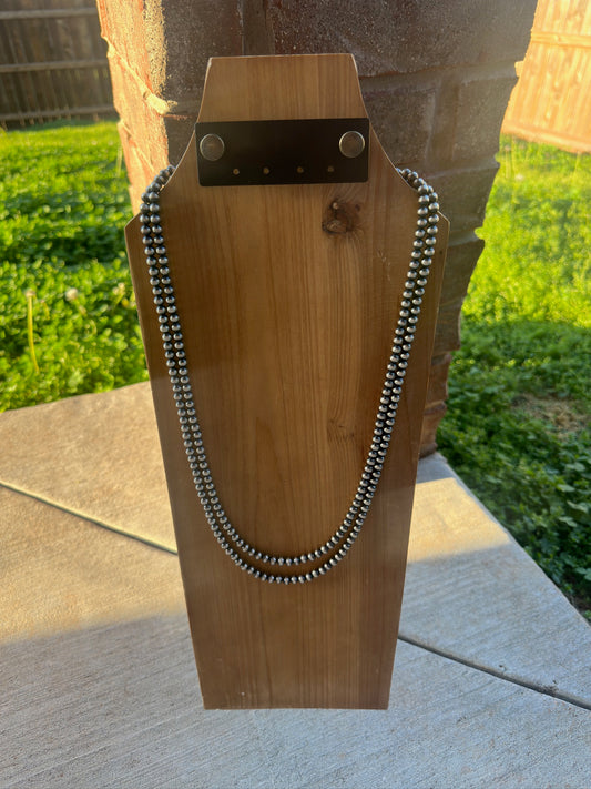 60" 6mm sterling silver pearl necklace
