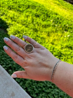 Buffalo Nickel Ring with Bead Border - MULTIPLE SIZES