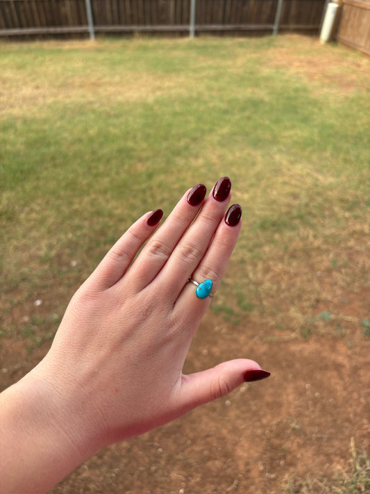Turquoise Small Simple Single Stone Ring - MULTIPLE OPTIONS