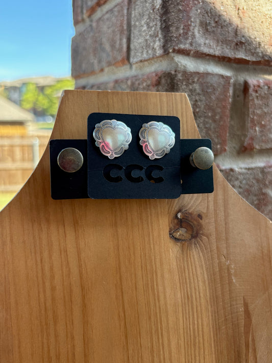 Sterling Heart Concho Earrings