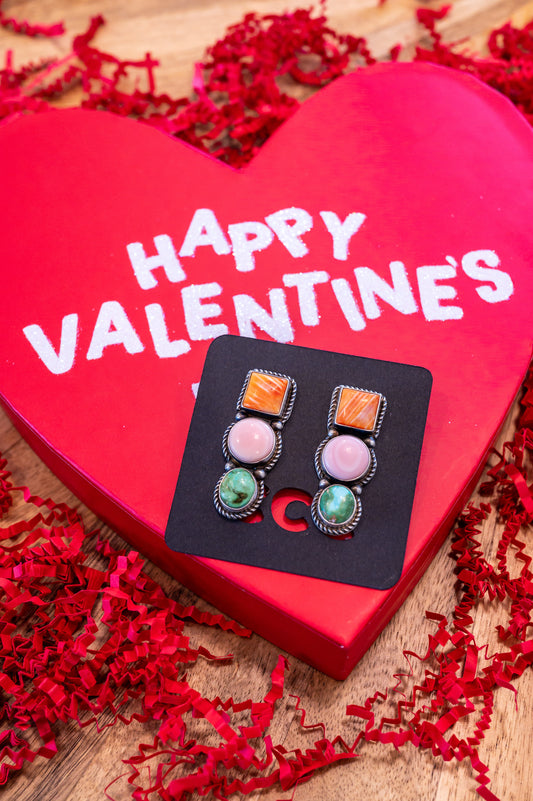 Multi-stone Three-Stone Bar Earrings