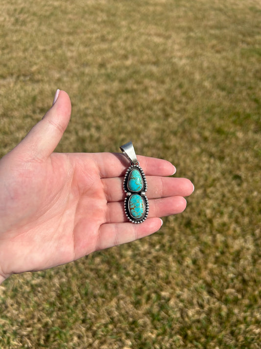 Kingman Turquoise 2-Stone Pendant