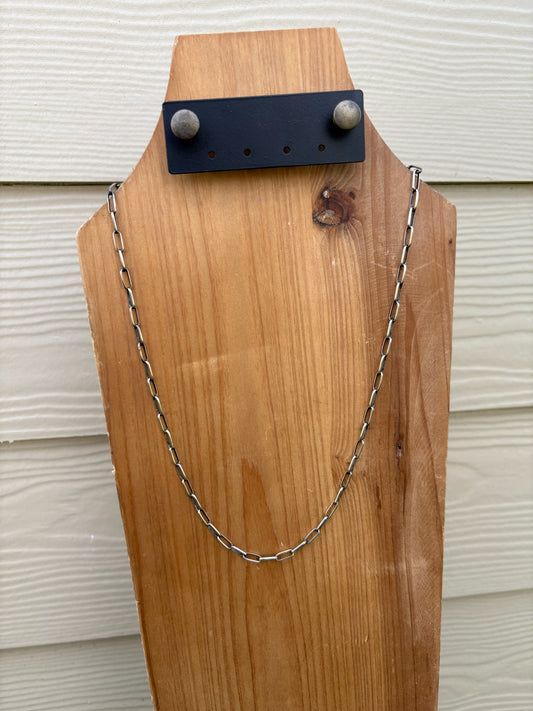 24" Oxidized Paperclip Chain Necklace