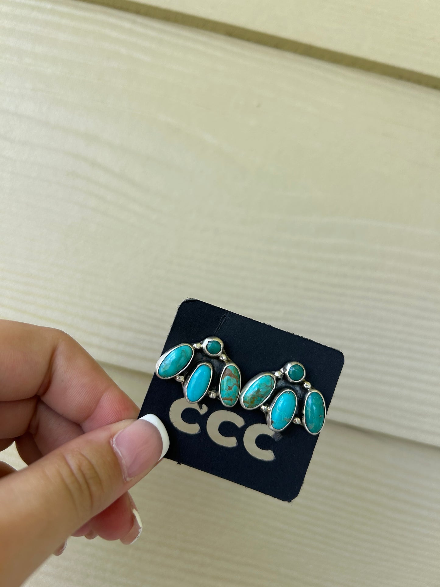 Turquoise Medium 4-Stone 1/4 Cluster Earrings