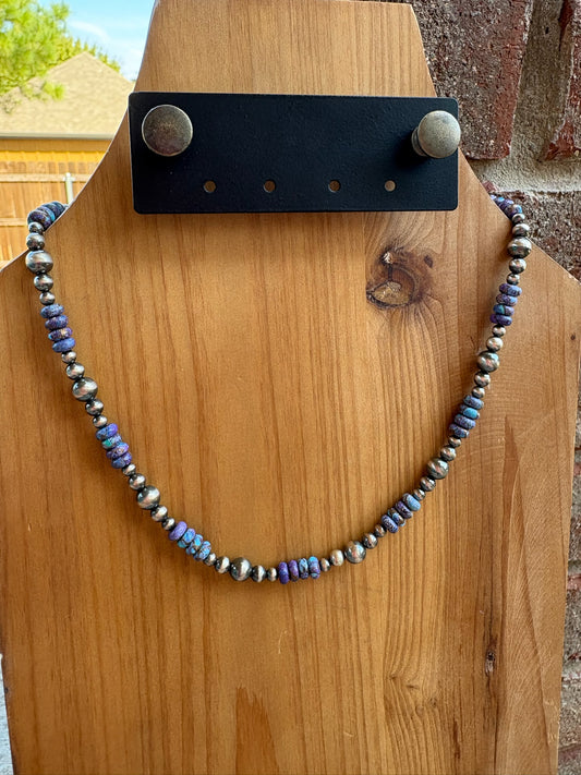 16" Purple Mojave and Graduated Sterling Necklace