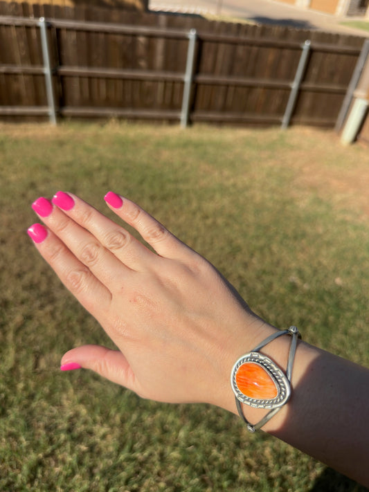 Orange Spiny Large Teardrop Cuff
