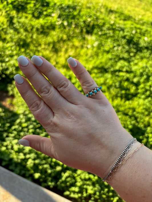 Turquoise 4-Stone Bar Ring - SIZE 7 3/4