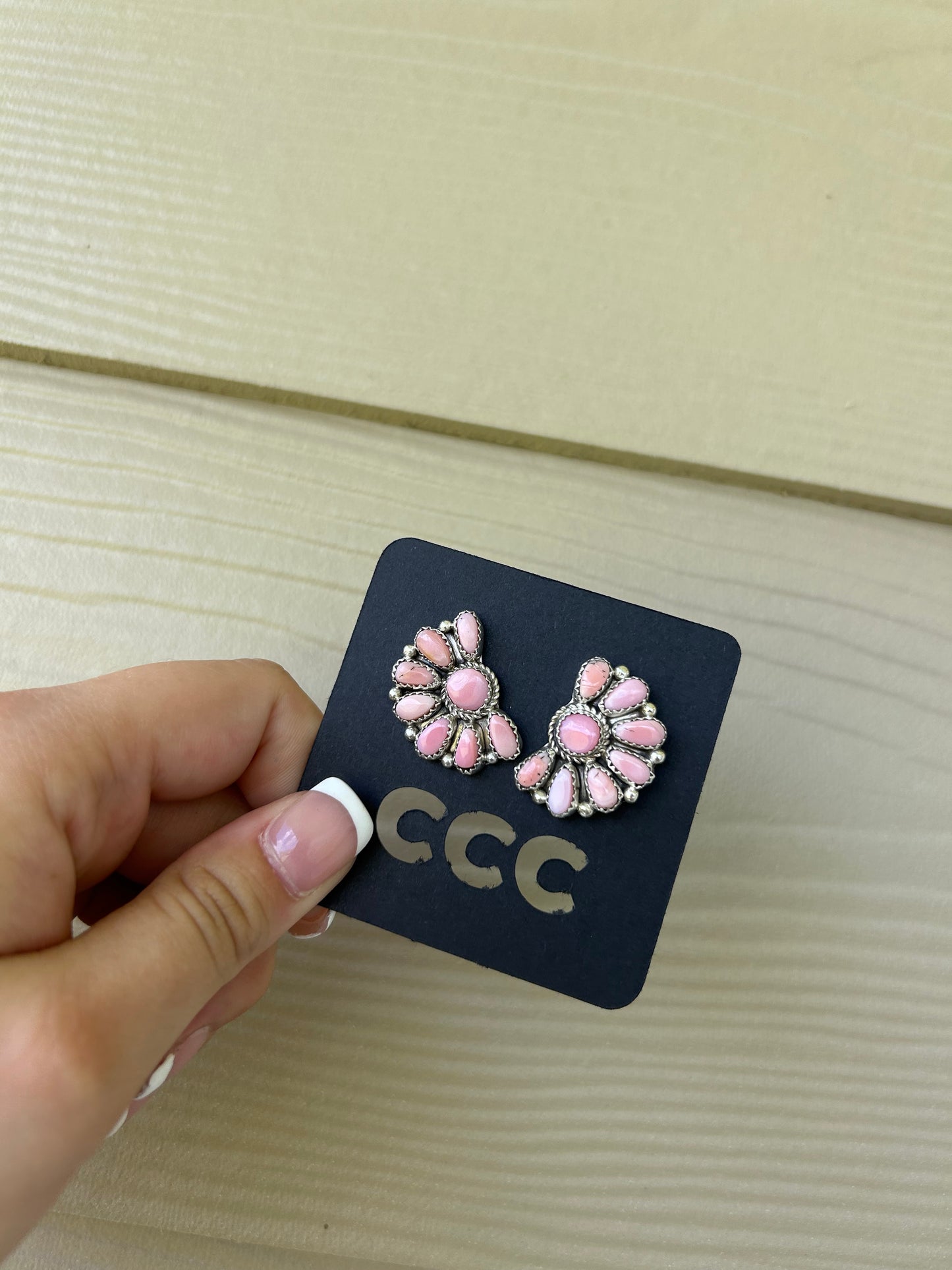 Pink Conch 1/2 Cluster Earrings