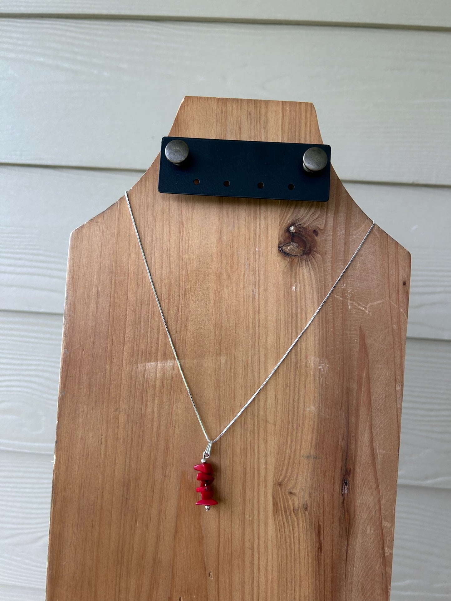 Red Coral Heishi Pendant on 18" Chain
