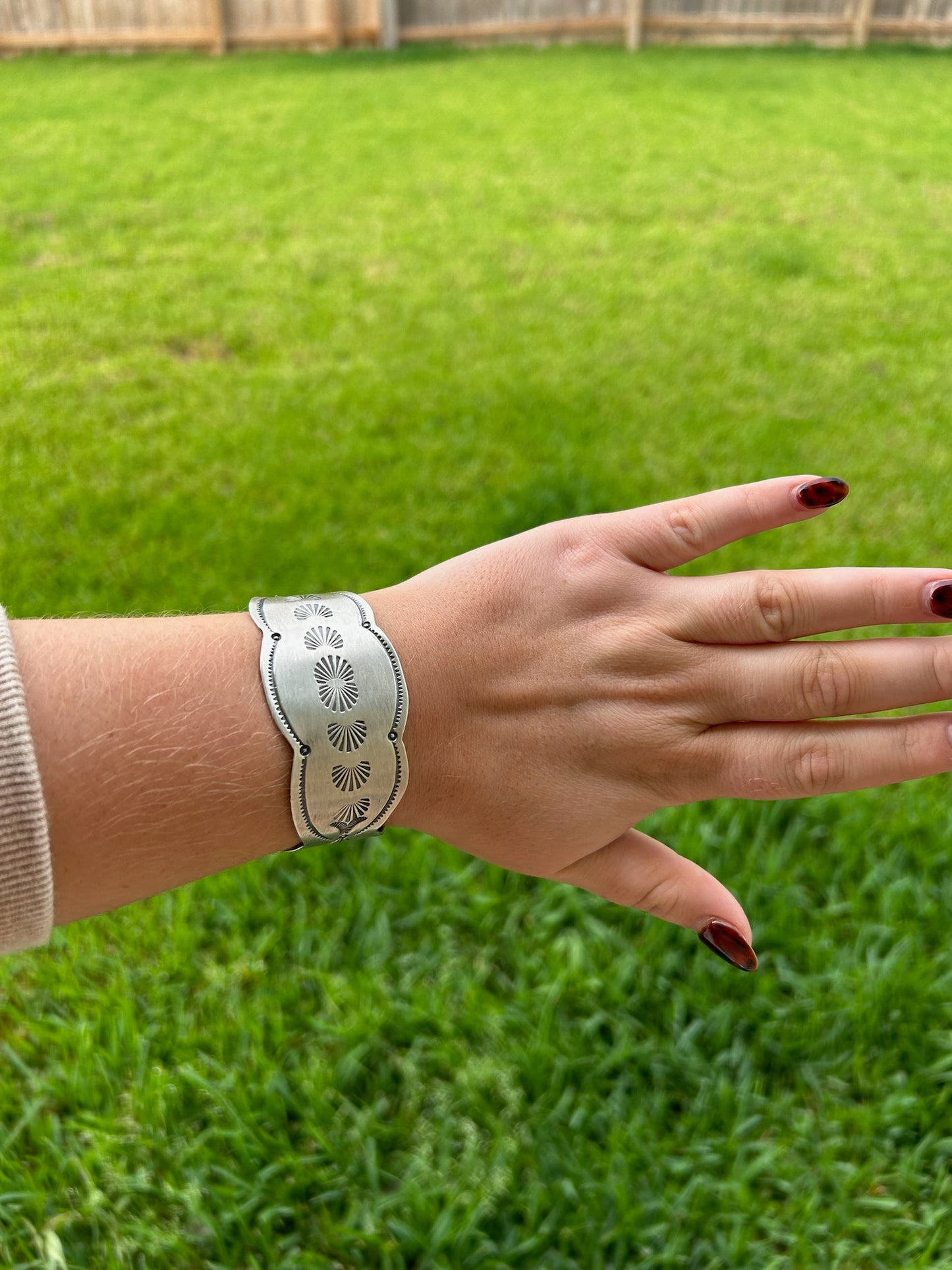 Sterling Scallop Wide Stamped Cuff