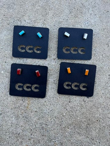 Simple Rectangle Studs - MULTIPLE STONES