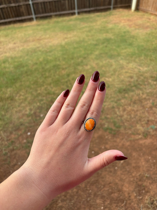 Orange Spiny Medium Single Stone Ring - MULTIPLE OPTIONS