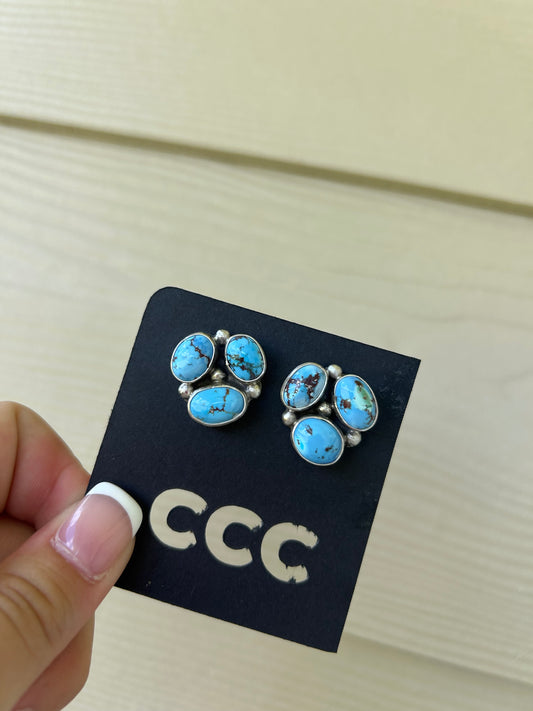 Golden Hills 3-Stone Cluster Earrings