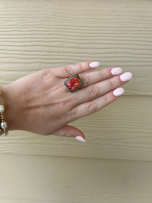 Natural Spiny Square Adjustable Ring