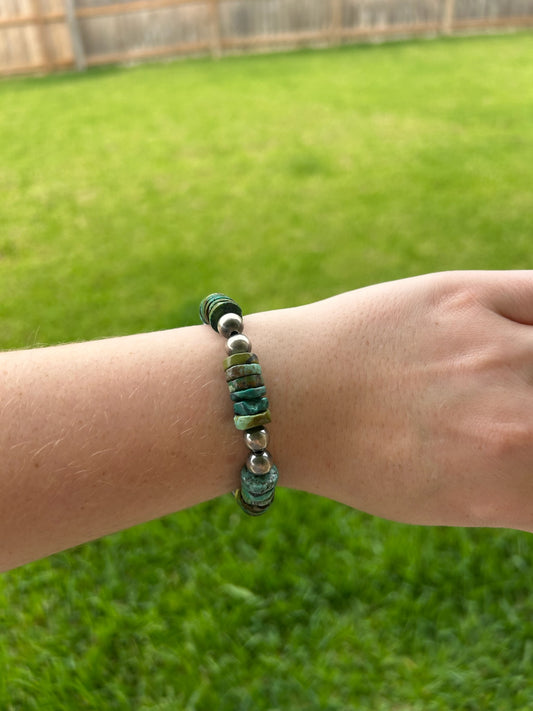10mm Sterling and Turquoise Bracelet